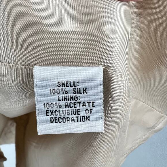 Talbots silk embroidered beaded cream tan slip floral classic dress plus size 20 - Picture 7 of 8